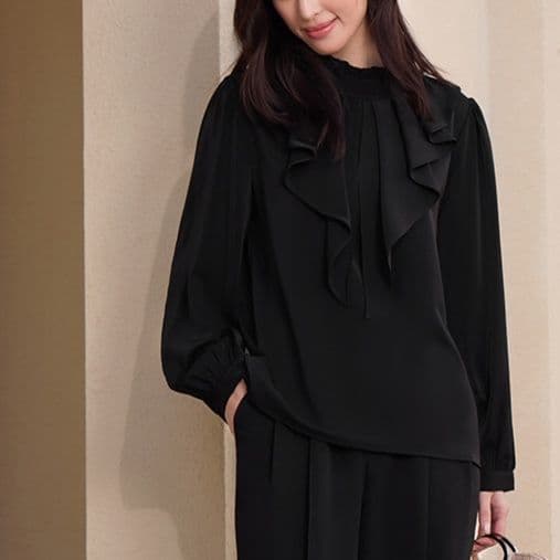フォーマルカジュアル 優美フリルカラーブラウス