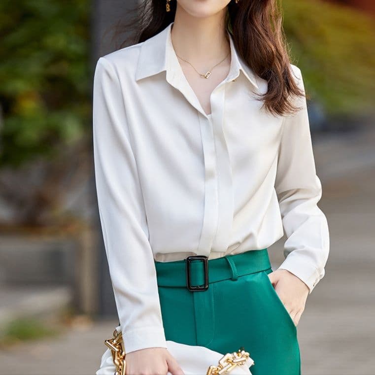 フォーマルカジュアル 上質シルク風フォーマルブラウス