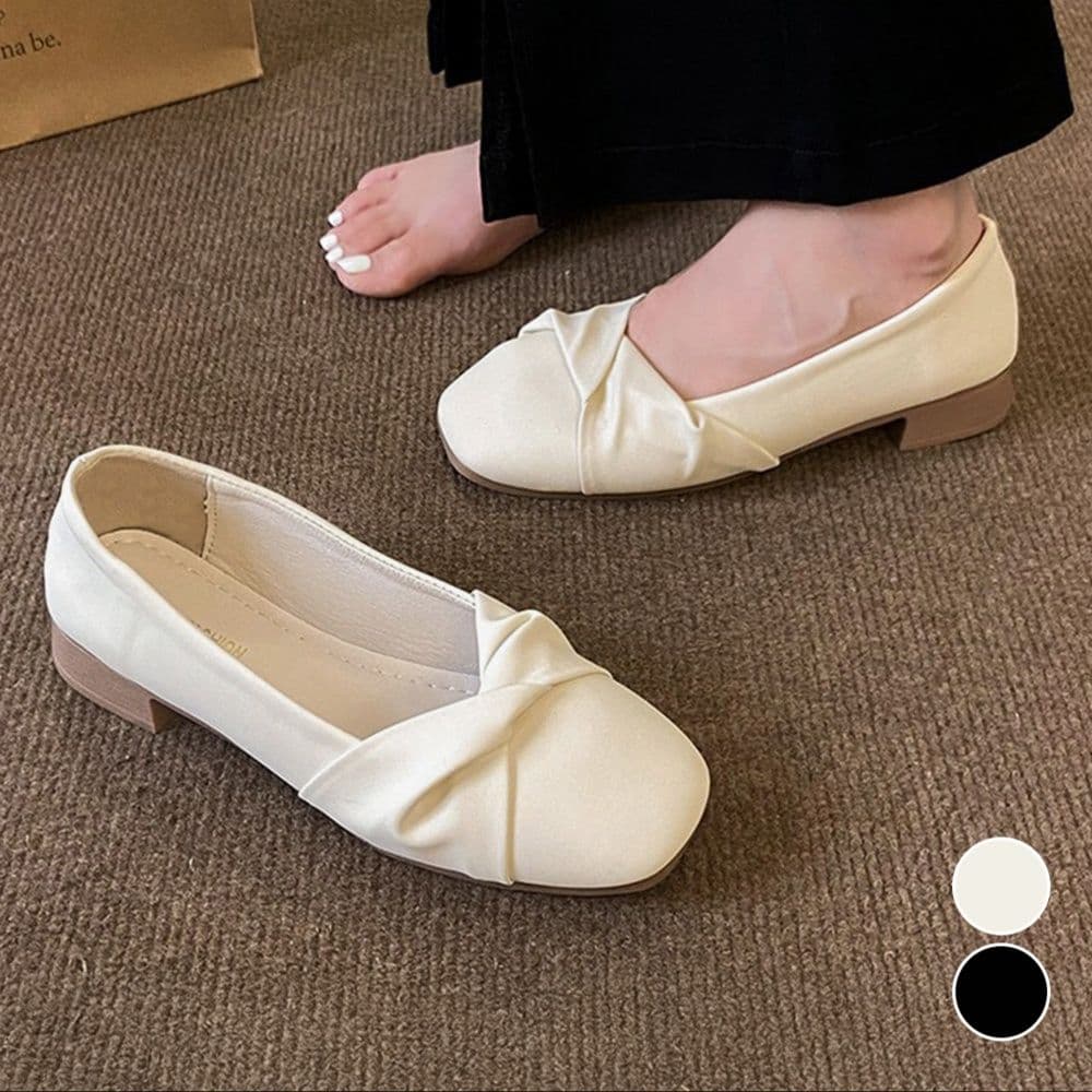 フォーマルカジュアル 上品ツイストローヒールパンプス 入学式