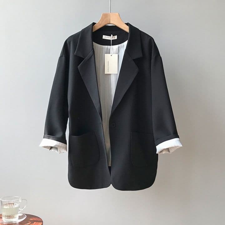 フォーマルカジュアル 通勤用テーラード仕立て jacket 襟付き裏地付きゆったりシルエット