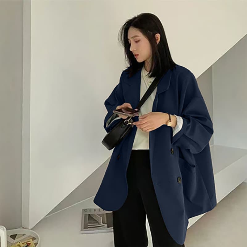 フォーマルカジュアル 通勤用レディース秋冬新作ゆったり襟付きジャケット